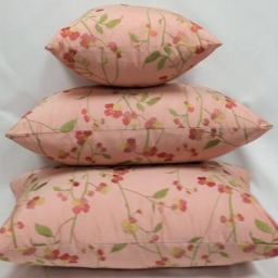 Embroidered Silk Cushion Cover Set, Floral Watermelon Pillows - thumbnail 3