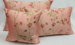 Embroidered Silk Cushion Cover Set, Floral Watermelon Pillows