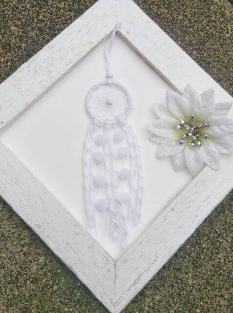 Small Snowflake Dreamcatcher, White, Winterdecoration, Wallhanging Homedecor, Christmasdecor, Wedding Decoration , Car Mirror Charm, Boho - image 1