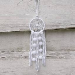 Small Snowflake Dreamcatcher, White, Winterdecoration, Wallhanging Homedecor, Christmasdecor, Wedding Decoration , Car Mirror Charm, Boho - thumbnail 3