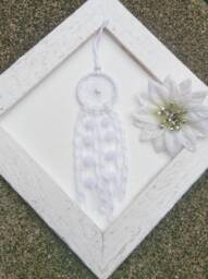 Small Snowflake Dreamcatcher, White, Winterdecoration, Wallhanging Homedecor, Christmasdecor, Wedding Decoration , Car Mirror Charm, Boho - thumbnail 1