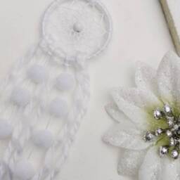 Small Snowflake Dreamcatcher, White, Winterdecoration, Wallhanging Homedecor, Christmasdecor, Wedding Decoration , Car Mirror Charm, Boho - thumbnail 2