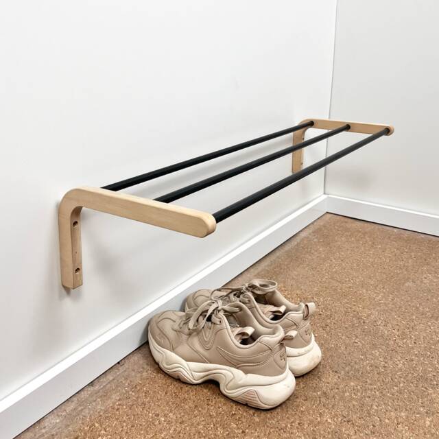 Simple Wooden Shoe Shelf Rack For Wall - Minimalist Shoes Storage Organizer Entryway - image 1