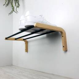 Simple Wooden Shoe Shelf Rack For Wall - Minimalist Shoes Storage Organizer Entryway - thumbnail 3