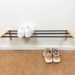 Simple Wooden Shoe Shelf Rack For Wall - Minimalist Shoes Storage Organizer Entryway - thumbnail 2