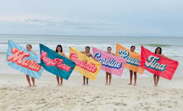 "Personalized Retro Beach Towel, Custom Name, 70S Style, Cotton Blend - 30""x60" - image 1