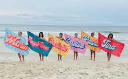 Personalized Retro Beach Towel Groovy Custom Name Bath Towel