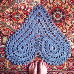 Crochet Heart Rug, Polyester Cord Doily, Valentine's Day Gift - 24 In - thumbnail 3