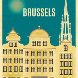 Brussels Print, Belgium Vertical Poster, Wall Art, Skyline Travel Gift - Style E8-O-Brus - thumbnail 2