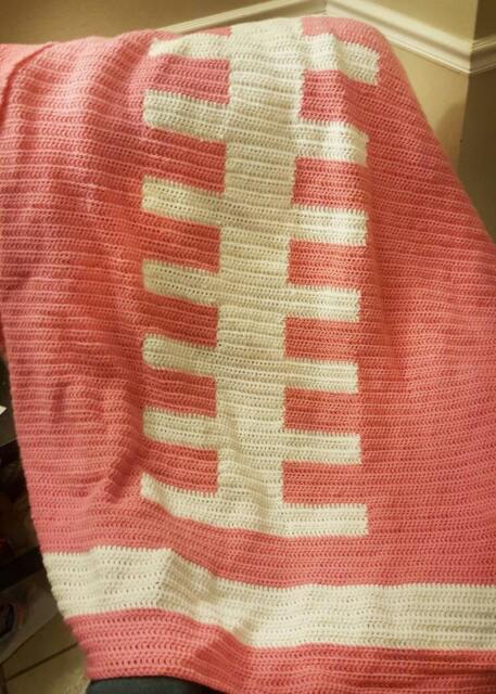 Pink Football Blanket. Blanket. Crochet Throw. Fan. Handmade Afghan. Wedding Gift - image 1