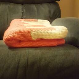 Pink Football Blanket. Blanket. Crochet Throw. Fan. Handmade Afghan. Wedding Gift - thumbnail 4