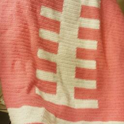 Pink Football Blanket. Blanket. Crochet Throw. Fan. Handmade Afghan. Wedding Gift - thumbnail 3
