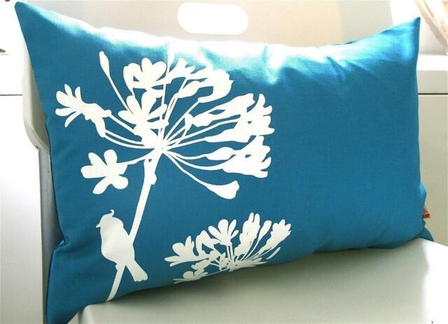Sale-Teal Cardinal On Agapanthus Rectangle Pillow - image 1