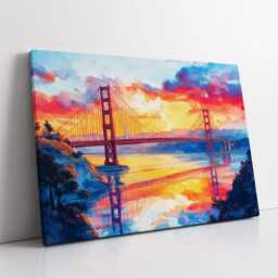 San Francisco Bay Golden Gate Bridge Abstract America Modern Painting Wall Art Framed Canvas Poster Print Home/Office Room Decor, Gifts - thumbnail 2