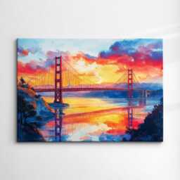 San Francisco Bay Golden Gate Bridge Abstract America Modern Painting Wall Art Framed Canvas Poster Print Home/Office Room Decor, Gifts - thumbnail 3