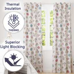 Cute Rainbow Bunny Flower Easter Egg Seamless Pattern Light Grey Background Readymade Eyelet Ring Top Thermal 100% Blackout Curtains - thumbnail 3