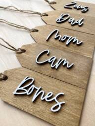 Personalized Stocking Tags - Wooden Name Christmas Labels Present Home Gifts - thumbnail 1
