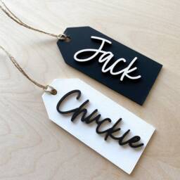 Personalized Stocking Tags - Wooden Name Christmas Labels Present Home Gifts - thumbnail 2
