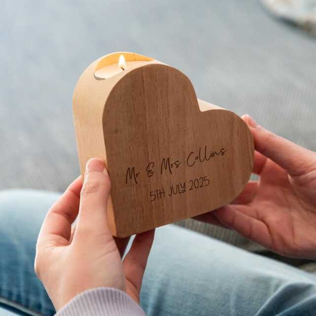 Heart Candle Holder - Personalised Anniversary Gift Wedding For Couple Tea Light Lc1065 - image 1