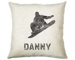 Personalised Snowboarding Cushion Gift Boys Girls Bedroom Printed Name Design - Pillow Skiing Mountain Decor Cs268 - thumbnail 1