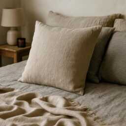 Raw Linen Pillowcase, Rustic Pillow Cover, Vintage Farmhouse King Queen Rough Textured Cover Case