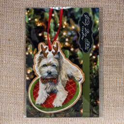 Cairn Terrier, Christmas Ornament, Wood Tree Handmade, Watercolor Art, Terrier Dog - thumbnail 3
