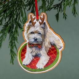 Cairn Terrier, Christmas Ornament, Wood Tree Handmade, Watercolor Art, Terrier Dog