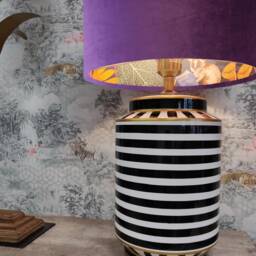 Purple Velvet Lampshade With Tropical Wonderland Lining, Large Ceiling Lightshade - thumbnail 2