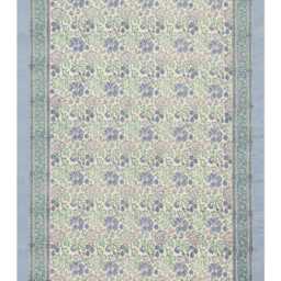 Handmade Block Printed Cotton Rug Grey & Green Floral, Custom Size - thumbnail 2