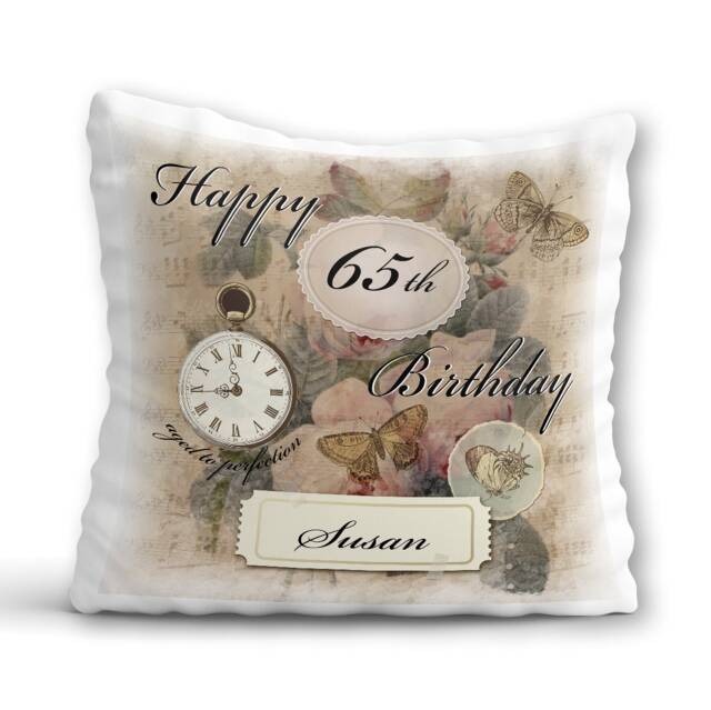 65Th Birthday Cushion Women Birthday Gift Cushion Her 65 Yearskeepsake Pillow Friend Sister Mum Aunt Auntie Nana Personalised Present - image 1