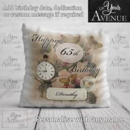 65Th Birthday Cushion Women Birthday Gift Cushion Her 65 Yearskeepsake Pillow Friend Sister Mum Aunt Auntie Nana Personalised Present - thumbnail 2