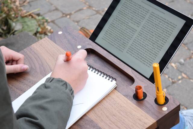 Writewell Portable Lap Desk - 2 Penwells - Right & Left/Miscellany Niche/Walnut Rollstop - image 1