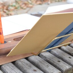 Writewell Portable Lap Desk - 2 Penwells - Right & Left/Miscellany Niche/Walnut Rollstop - thumbnail 4
