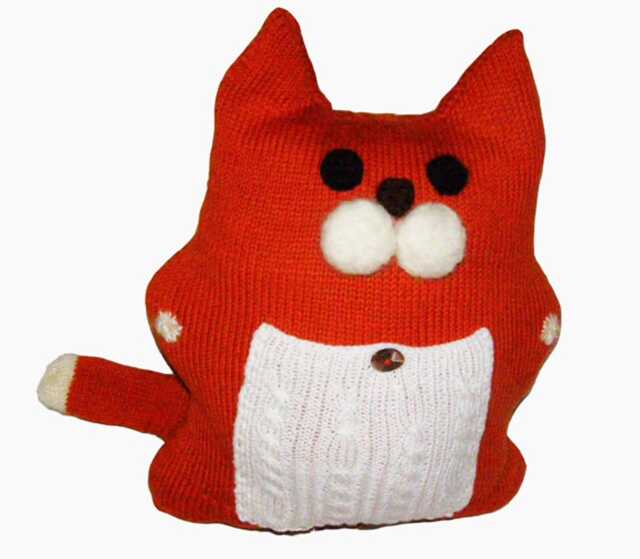 Stuffed Cat Kitten Plush Halloween Soft Cat -Throw Pillow Cushion Hand Knitted Kitty Stuffed Animal Catlover Gift - image 1