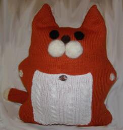 Stuffed Cat Kitten Plush Halloween Soft Cat -Throw Pillow Cushion Hand Knitted Kitty Stuffed Animal Catlover Gift - thumbnail 3