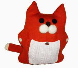 Stuffed Cat Kitten Plush Halloween Soft Cat -Throw Pillow Cushion Hand Knitted Kitty Stuffed Animal Catlover Gift - thumbnail 1
