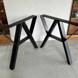 Modern Steel Desk Legs, Contemporary Kitchen Table Legs For Wood Tabletop, Mr Aaaa 80.40, Set Of 2 - thumbnail 3