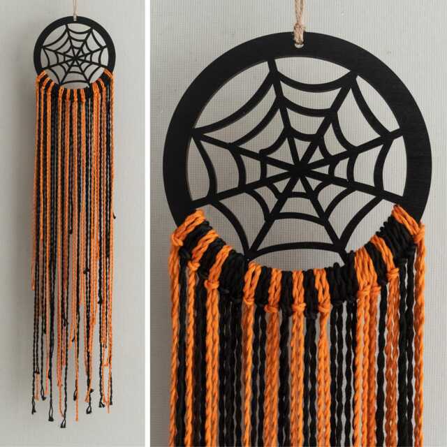 Halloween Macrame Spiderweb Wall Hanging - Boho Spooky Decor For Entryway, Living Room Or Party Accent U15 - image 1