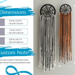 Halloween Macrame Spiderweb Wall Hanging - Boho Spooky Decor For Entryway, Living Room Or Party Accent U15 - thumbnail 2