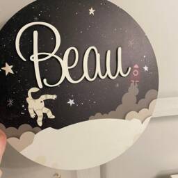 Personalised Space Plaque, Space Nursery Decor, Space Wall Art, Boys Bedroom Decor - thumbnail 3