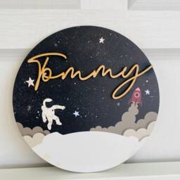 Personalised Space Plaque, Space Nursery Decor, Space Wall Art, Boys Bedroom Decor - thumbnail 2