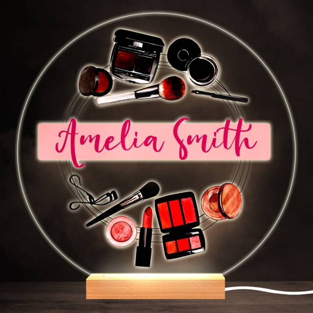 Make Up Beauty Girls Colourful Round Personalised Gift Led Lamp Night Light - Bedroom - image 1