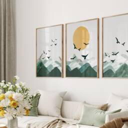 Sage Green Abstract Landscape Print Set - Bohemian Wall Art - thumbnail 3