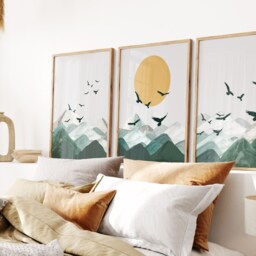 Sage Green Abstract Landscape Print Set - Bohemian Wall Art - thumbnail 2