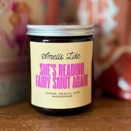 She's Reading Fairy Smut Again, Lemon & Peach Scented Candle, Bookish Book Club Gift - thumbnail 1
