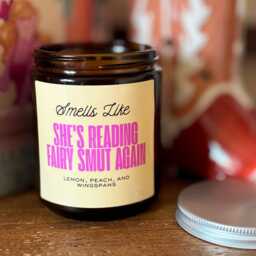 She's Reading Fairy Smut Again, Lemon & Peach Scented Candle, Bookish Book Club Gift - thumbnail 2