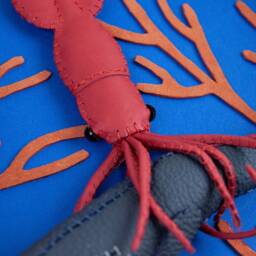 Handmade Leather Squid & Whale in Shadow Box, Craft Nautical Wall Art, Sea Creatures Ocean Art - thumbnail 2
