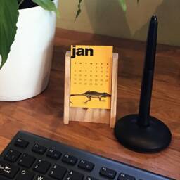 2026 Desktop Calendar With Oak Cradle , Mini Desk Calendar, Gift For Her, 2026, Animal Lover Him - thumbnail 3
