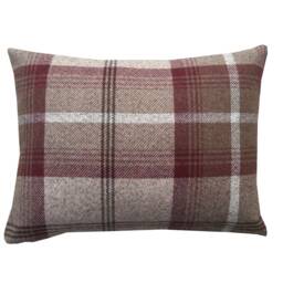Handmade Balmoral Tartan Plaid Cushion Cover Heather Beige Wool Effect - thumbnail 2