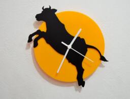 Flying Cow - Black & Yellow Silhouette Wall Clock - thumbnail 1